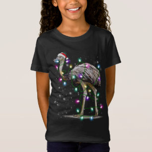 Camiseta Papais noeis Emu Bird com luzes de Natal Dando um