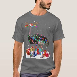 Camiseta Papais noeis Emu Bird com luzes de Natal Engraçado