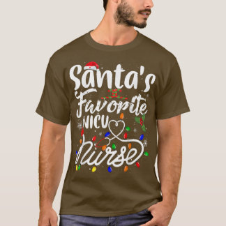 Camiseta Papais noeis Enfermeira Favorita Xmas Light Santa 
