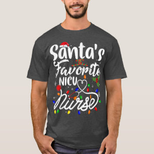 Camiseta Papais noeis Enfermeira Favorita Xmas Light Santa