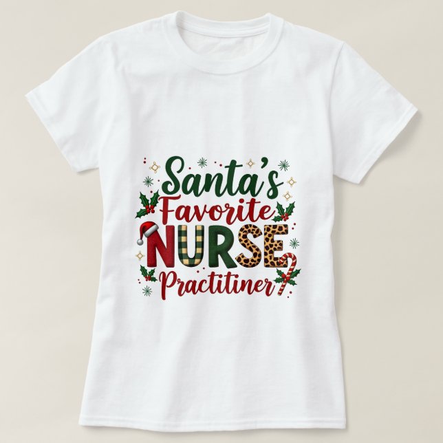 Camiseta Papais noeis Enfermeiros Favoritos Nurs De Natal (Frente do Design)