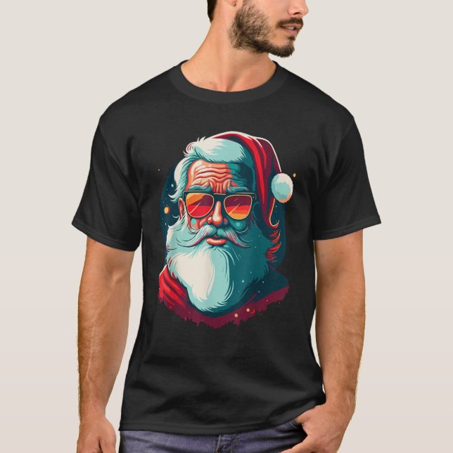 Camiseta Papais noeis Enfrentam Óculos Retro Óculos De Nata (Frente)