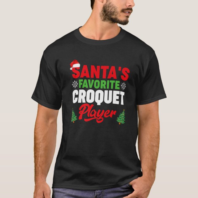Camiseta Papais noeis Engraçado Jogador de Croquet Favorito (Frente)