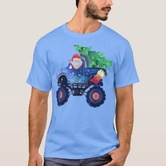 Camiseta Papais noeis Engraçados Andando Caminhão Monstro c