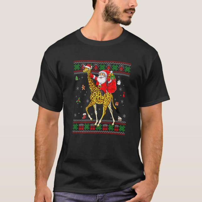 Camiseta Papais noeis Engraçados Andando Desornos De Natal  (Frente)