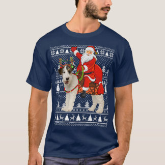 Camiseta Papais noeis Engraçados Andando Do Terrier Dog Fri
