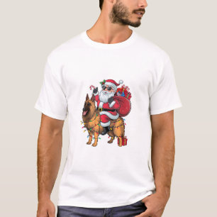Camiseta Papais noeis Engraçados Andando German shepherd Ca