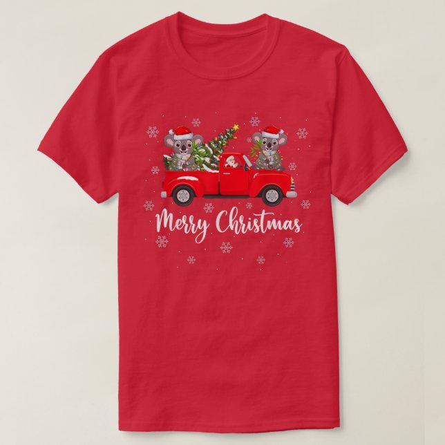Camiseta Papais noeis Engraçados Andando Na Árvore De Natal (Frente do Design)