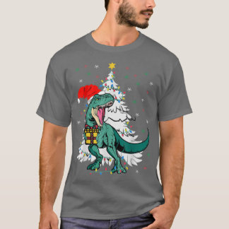 Camiseta Papais noeis Engraçados Árvore de Natal Dinossauro