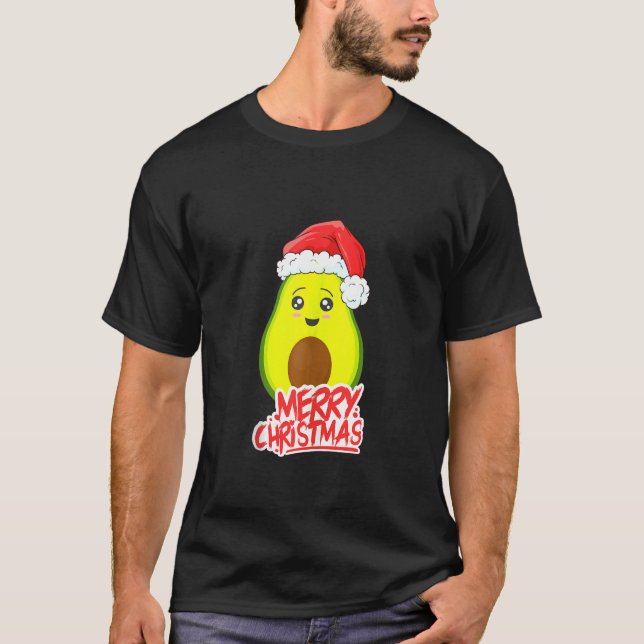 Camiseta Papais noeis Engraçados Avocado Feliz Natal Vaga d (Frente)