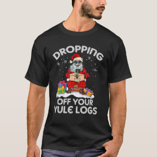 Camiseta Papais noeis engraçados caindo de Yule Logs Hilar