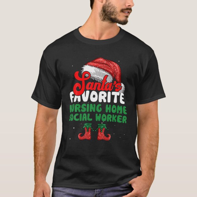 Camiseta Papais noeis engraçados cuidando de um trabalhador (Frente)