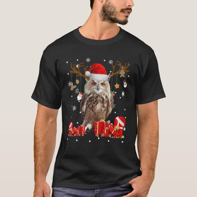 Camiseta Papais noeis Engraçados da Coruja de Natal Dons de (Frente)