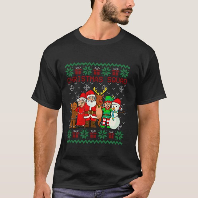 Camiseta Papais noeis Engraçados da Praça de Natal Família  (Frente)