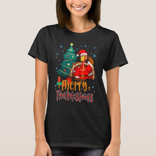 Camiseta Papais noeis Engraçados da Turquia Feliz de Natal  (Frente)