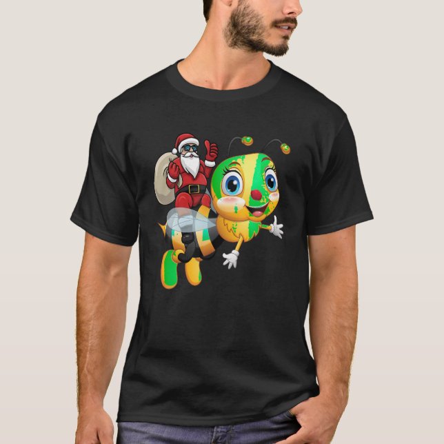 Camiseta Papais noeis Engraçados De Abelhas De Natal Andand (Frente)