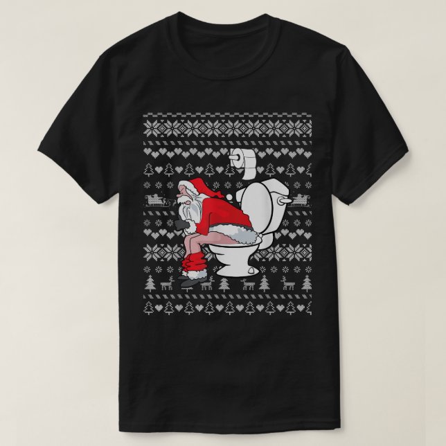 Camiseta Papais noeis Engraçados De Banheiro Feio De Natal  (Frente do Design)