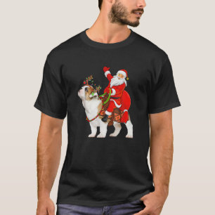 Camiseta Papais noeis Engraçados De Cachorro Andando Em In