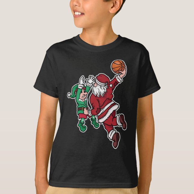 Camiseta Papais noeis engraçados de jogadores de basquete (Frente)