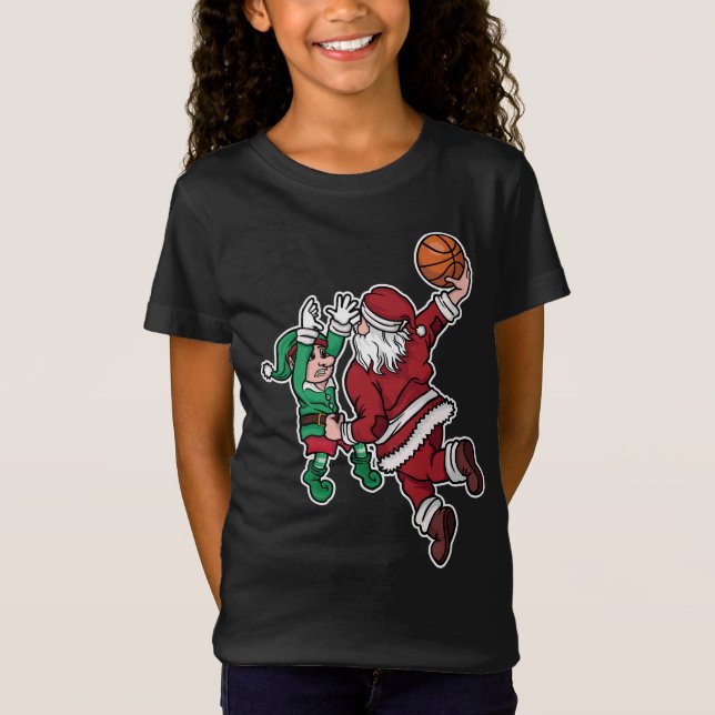 Camiseta Papais noeis engraçados de jogadores de basquete (Frente)