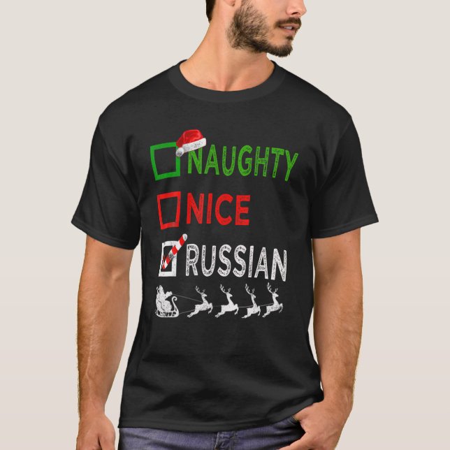 Camiseta Papais noeis Engraçados de Natal Russos Bons (Frente)