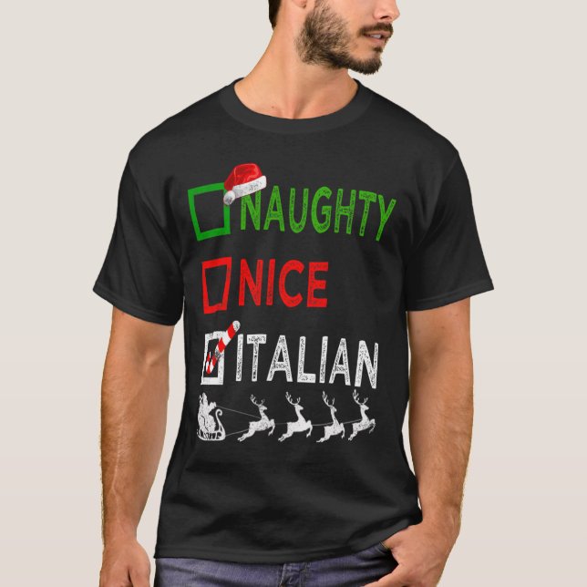 Camiseta Papais noeis Engraçados de Pijama de Natal Italian (Frente)