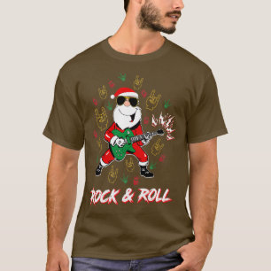 Camiseta Papais noeis Engraçados De Rock E Roll Incrível Le