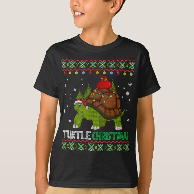 Camiseta Papais noeis Engraçados De Tartaruga Feia De Natal (Frente)
