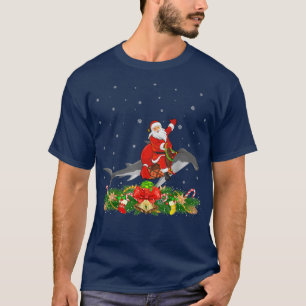 Camiseta Papais noeis Engraçados De Tubarão Que Andam Com O