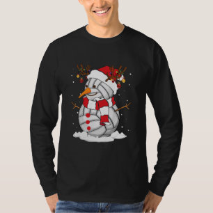Camiseta Papais noeis Engraçados de Vôlei de Snowman no N
