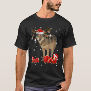Camiseta Papais noeis Engraçados do Lobo de Natal Reindeer 