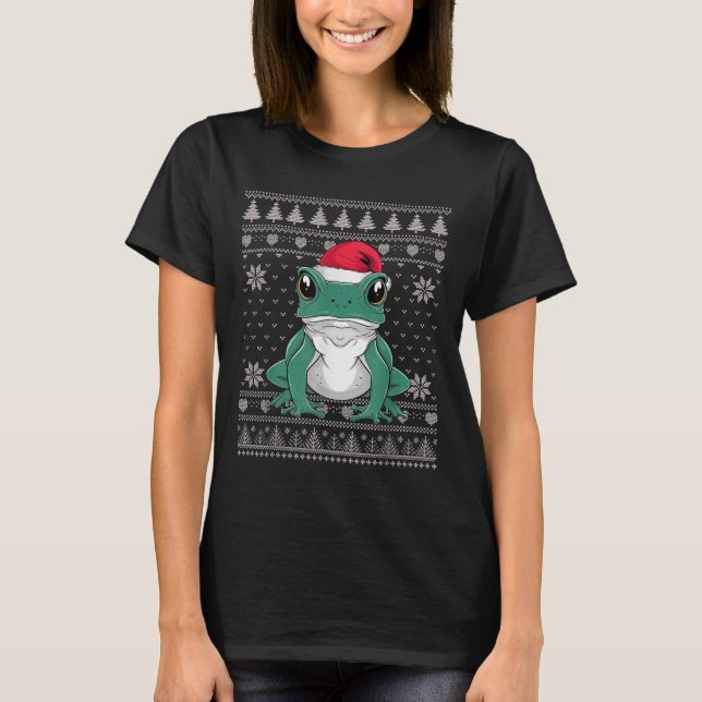 Camiseta Papais noeis Engraçados do Sapo Ison Dart de Natal (Frente)