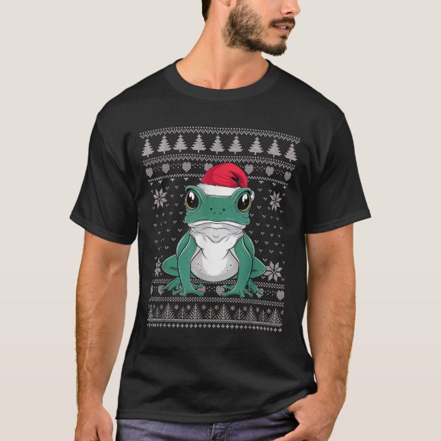 Camiseta Papais noeis Engraçados do Sapo Ison Dart de Natal (Frente)