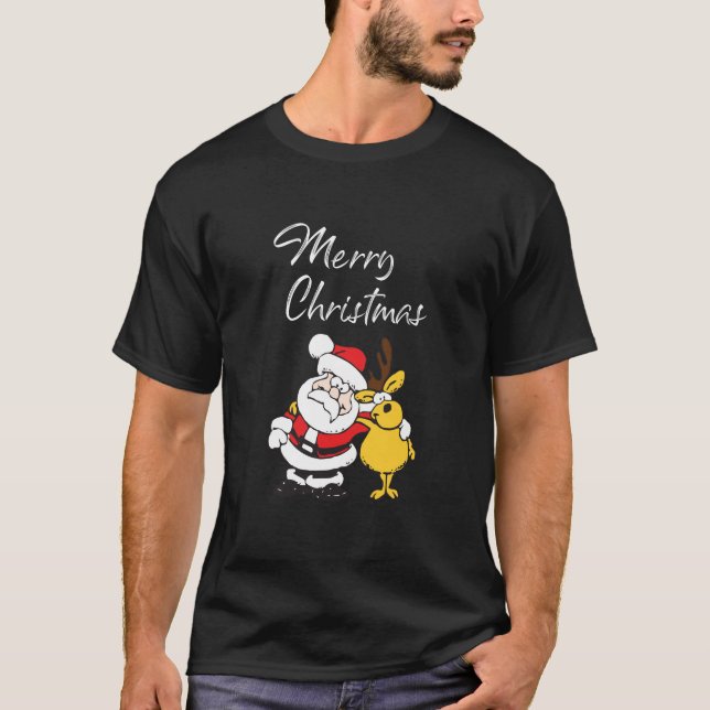 Camiseta Papais noeis engraçados e Reindeer (Frente)