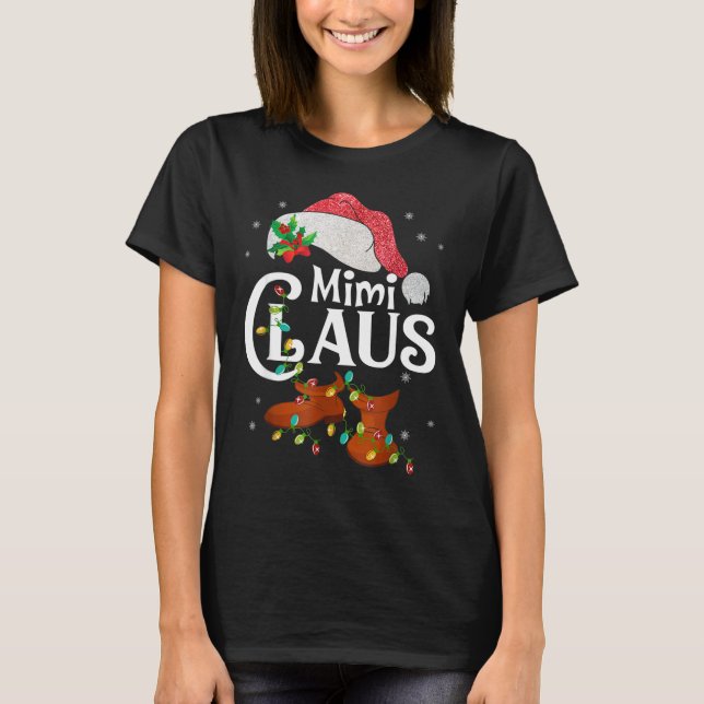 Camiseta Papais noeis Engraçados Família de Natal Mimi Clau (Frente)