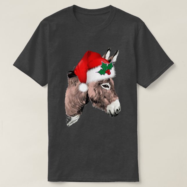 Camiseta Papais noeis Engraçados Feriado de Natal de Donkey (Frente do Design)