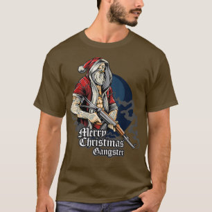 Camiseta papais noeis engraçados gangster de natal alegres