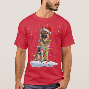 Camiseta Papais noeis engraçados German shepherd Árvore das