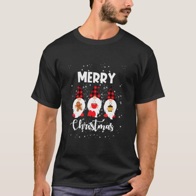 Camiseta Papais noeis Engraçados Gnomos Jardins Xmas Feliz  (Frente)