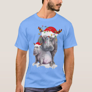Camiseta Papais noeis Engraçados Hippo Luzes de Natal Duran