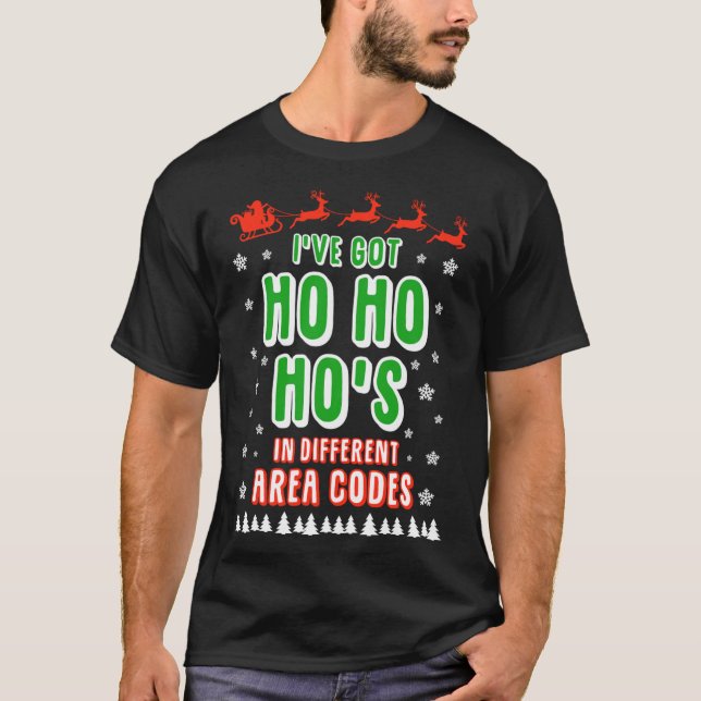 Camiseta Papais noeis engraçados ho ho ho HOs em diferentes (Frente)