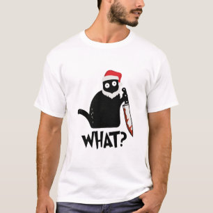 Camiseta Papais noeis Engraçados Homicidam Gato Negro Com
