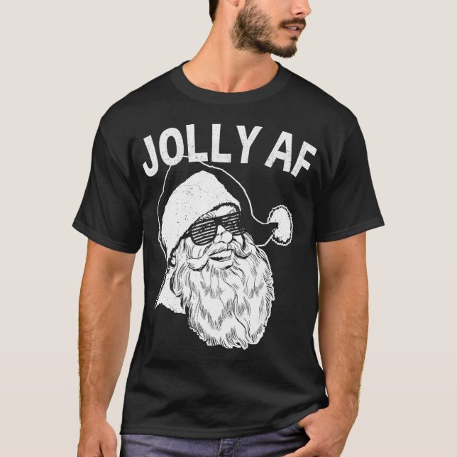 Camiseta Papais noeis engraçados Jolly AF (Frente)