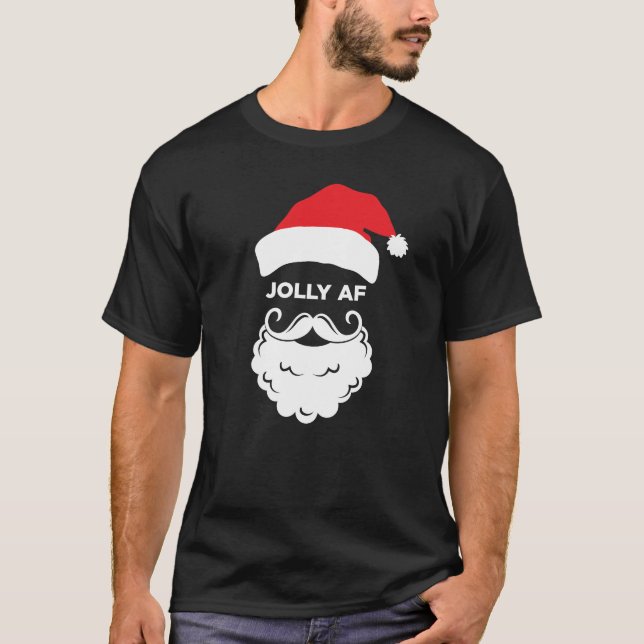 Camiseta Papais noeis engraçados Jolly AF Natal para adulto (Frente)