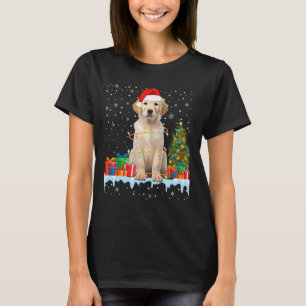 Camiseta Papais noeis Engraçados Labrador Cachorro Luzes De