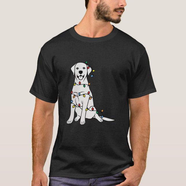 Camiseta Papais noeis Engraçados Labrador Retriever Luzes D (Frente)