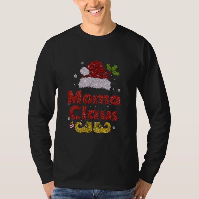 Camiseta Papais noeis Engraçados Moma Claus Família de Nata (Frente)