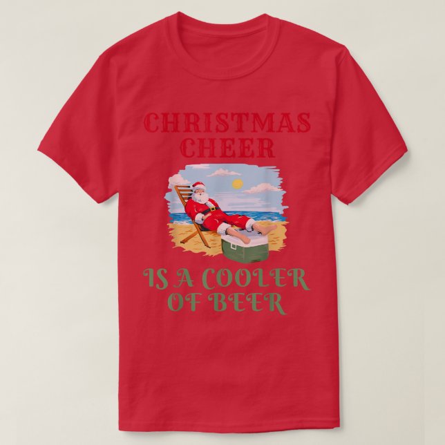Camiseta Papais noeis Engraçados No Natal Da Praia O Chee É (Frente do Design)