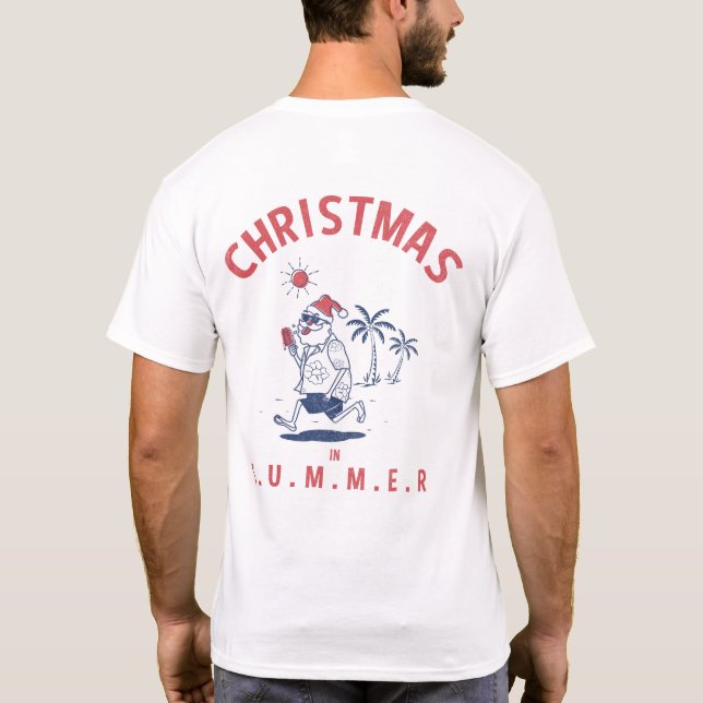 Camiseta Papais noeis Engraçados No Natal Do Verão Em Julho (Verso)
