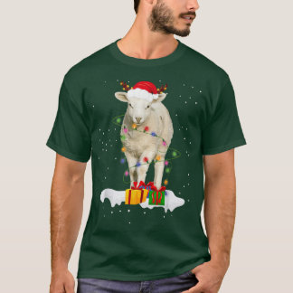 Camiseta Papais noeis Engraçados Ovino Luzes De Natal Anima